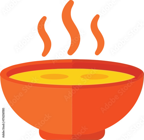 Steaming hot bowl of soup comforting warm food illustration vector