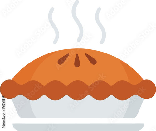 Hot steaming apple pie dessert delicious sweet baked food illustration fresh baked goods vector