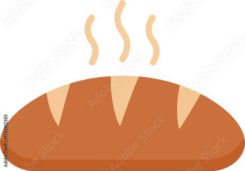 Freshly baked warm loaf of bread with steam rising food illustration vector