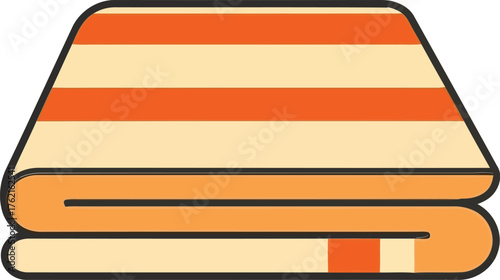 Folded striped blanket cozy comfort warmth home textile simple flat design vector