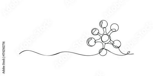 Abstract spherical molecule structure with flowing line