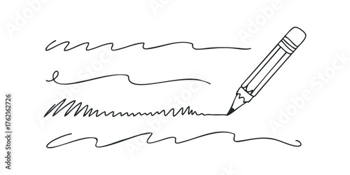 Pencil Drawing Wavy Lines and Scribble