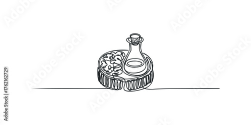 Minimalist continuous line drawing of a spice rack with jars