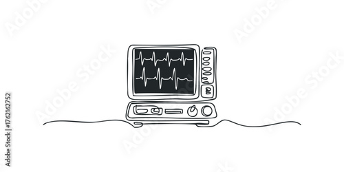 Medical electrocardiogram monitor with heartbeat line