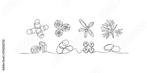 Abstract organic shapes in continuous line