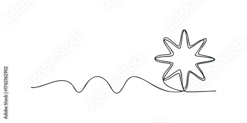 Continuous line drawing of a star shape with wavy line