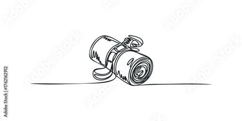 Rolled Item Tied with Strap Line Art