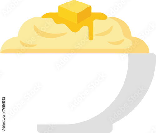Delicious mashed potatoes with melted butter topping isolated minimalist food photography vector