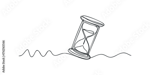 Hourglass silhouette tilted on wavy line