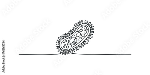 Single Line Drawing Of A Bacterium