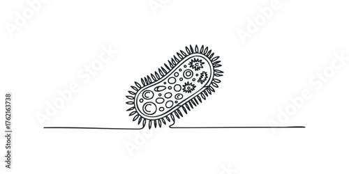 Single Line Drawing Of A Bacteria Cell