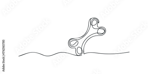 Abstract bone shape continuous line drawing