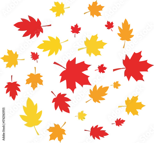 Autumn leaves falling seamless pattern autumnal foliage seasonal decoration elements vector