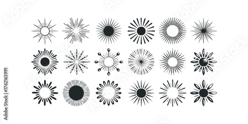 Collection of Hand Drawn Starburst and Sunburst Graphics