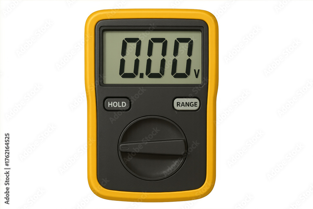 Fototapeta premium Digital electronic tool displaying zero volts on its screen
