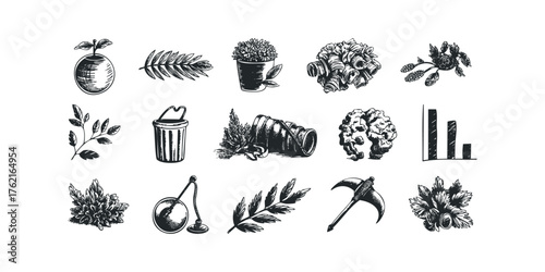 Collection of Sketchy Organic And Industrial Elements