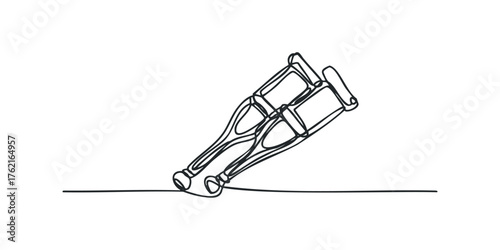 Line drawing of pair of crutches on white background