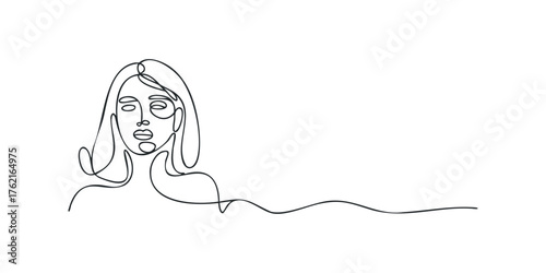 Minimalist Line Drawing of a Woman's Face and Shoulders