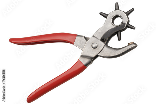 Leather hole punch tool with red handle