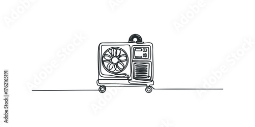 Single line drawing of a portable evaporative cooler