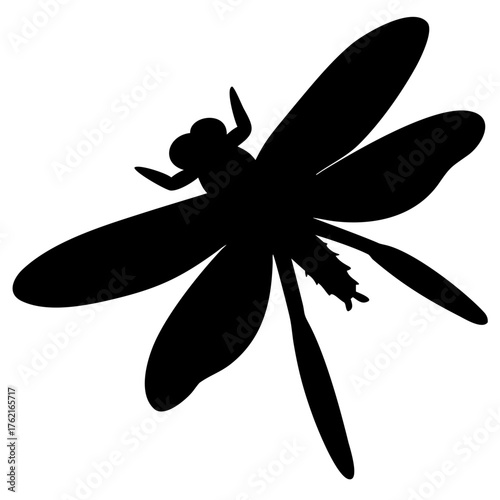 Dragonfly hovering silhouette vector illustration