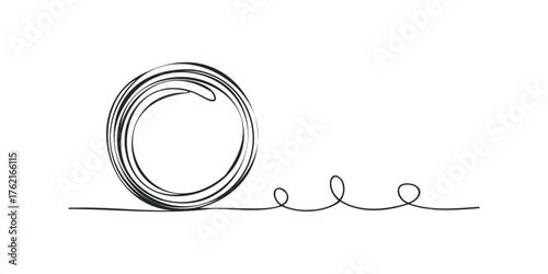Abstract Swirl Form with Flowing Line on White