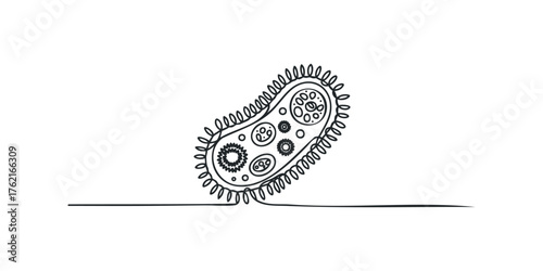 Abstract Single Line Drawing of Microorganism