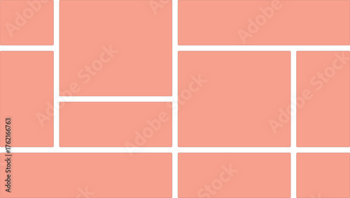 Abstract salmon colored geometric shapes forming a modern minimalist layout ideal for backgrounds and creative designs with clean lines and rounded corners