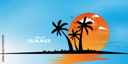 hello summer vector illustration. it is suitable for card, banner, or poster