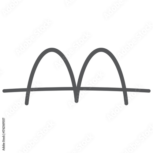 Simple hand drawn sketch of a two arch bridge symbolizing connection structure and passage isolated on white background