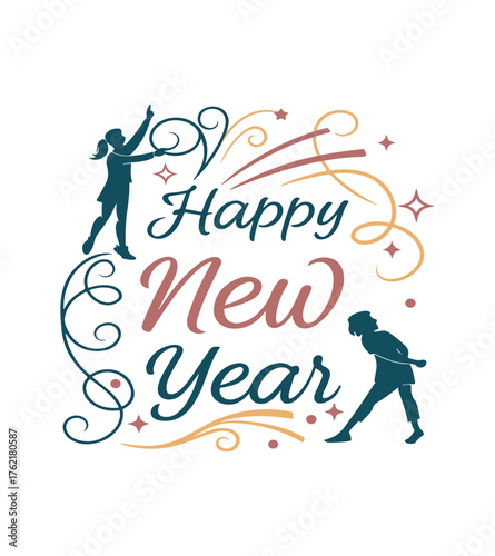 Luxury Happy New Year Typography Vector