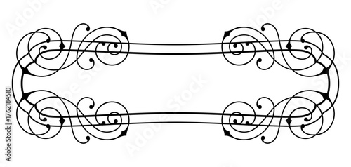 Line curl frame. Modern decorative linear background.