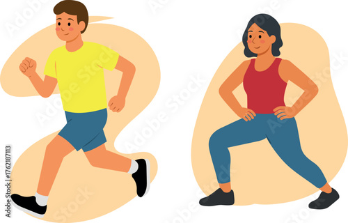 gente haciendo ejercicio, correr y calentamiento