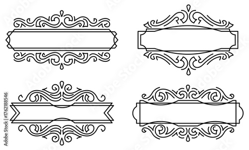 Set of line curl frames. Modern decorative linear backgrounds.