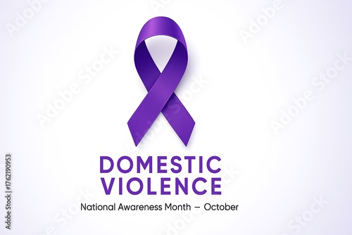 Purple ribbon symbolizing domestic violence awareness month