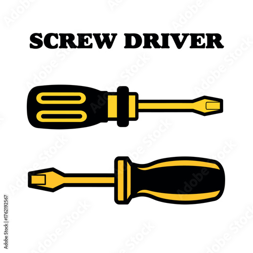 Screwdrivers tools isolated on white background for construction and repair services representing DIY and home improvement equipment essentials for both professional and amateur use