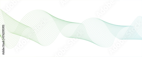Abstract wave design with a series of flowing, overlapping sinusoidal curves in a gradient.Spaced and curve in white background, with forming symmetrical sine wave shapes and depth and....