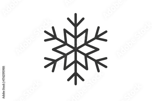 Snowflake outline icon symbolizing winter, cold, frost, and christmas season elements on transparent background