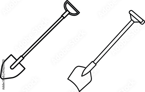 Garden hoe line art icon illustration