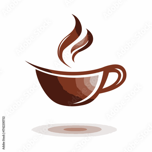 Stylized coffee cup icon with rising steam, symbolizing a hot beverage, morning drink, energy, and comfort. Brown gradient design.