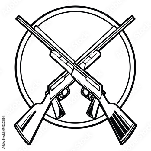 a rifle silhouette vector icon design with a white background	
