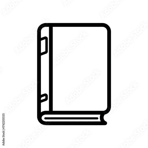 Simple line art book icon. Minimalist outline of a closed book for education, learning, and knowledge concept.