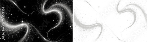 BW sparkling stars swirling pattern transparent PNG