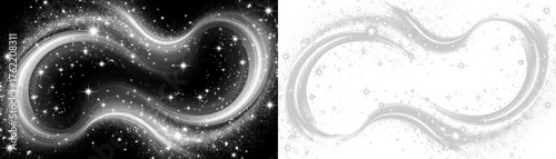 BW sparkling stars swirling pattern transparent PNG