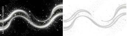 BW sparkling stars swirling pattern transparent PNG