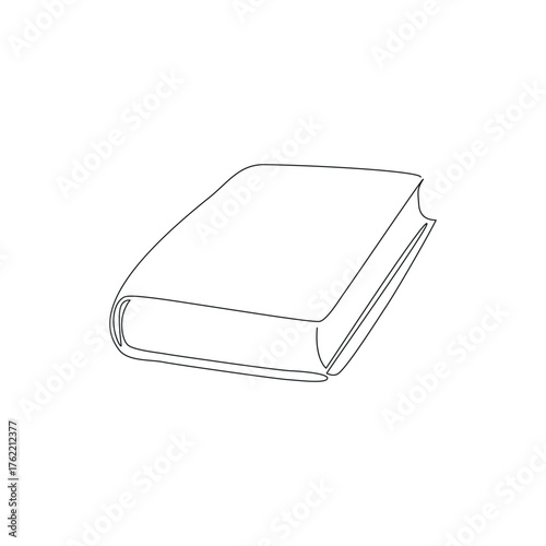 Book one line. Back to school. Vector drawing.
