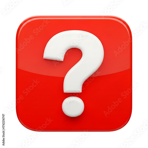 Red question mark icon isolated on transparent background