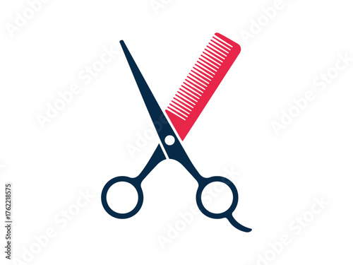Professional barber scissors and comb crossed symbol for hair salon and barbershop services