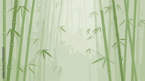 Green Bamboo Forest Background Tranquil Natural Oriental Design