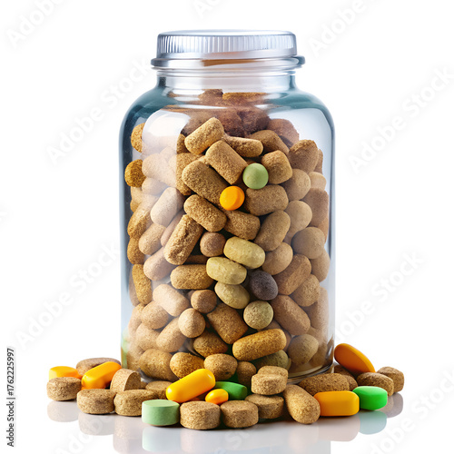Pet Vitamins Supplement Bottle Isolated on Transparent Background